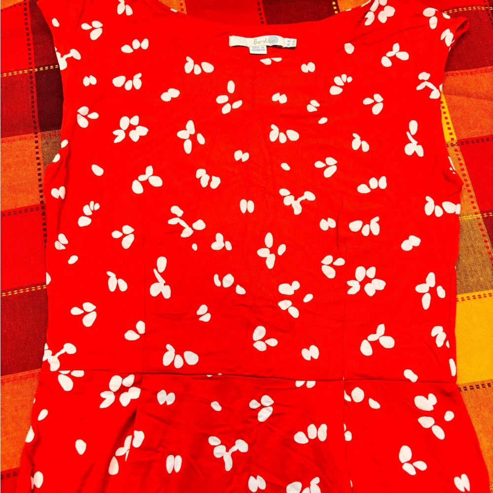 Boden Red Jersey Floral Midi Dress - Picture 6 of 14